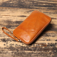 Men's Solid Color Skeleton-skin Zipper Handbag