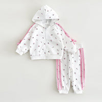 Girls' Warm Hoodie Jacket Trousers Suit