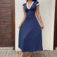 French-style Lace-trimmed Patchwork Dress For Women