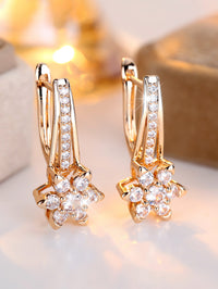 Round Zircon White Diamond Flower Full Diamond Ear Clip European And American Fashion High-grade Earrings