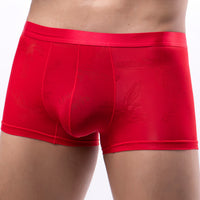 Men's Boxer Briefs See Through Breathable U Convex Ice Silk Jacquard