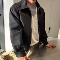 Short Flight Jacket Men's Loose Lapels Zipper