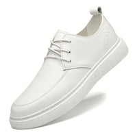 First Layer Cowhide Men's Casual Pumps Sole Leather Round Head Low-cut White Shoes