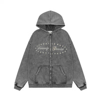 Distressed Washed Hooded Jacket Men's Punk Trendy