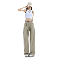 Korean Style Wide-leg Jeans High Waist Loose Pleated Straight Mop