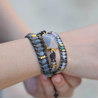 Natural Stone Sparkling Woven Personalized Bracelet