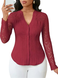 Hollow-out Long-sleeve V-neck Cardigan