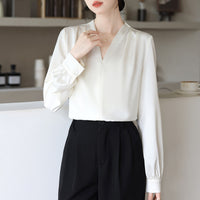Spring And Autumn Long Sleeve High-grade Blue Shirt Women's Top
