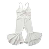 Hang Strip Solid Color One-piece Two-color Solid Color Fashion Sleeveless Jumpsuit For Baby Girl