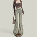 Retro High-Waist Flared Denim Jeans For Women