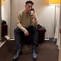 Mens Chunky Solid-Color Sweater For FallWinter