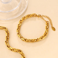 Exaggerated Hip-hop Style Chunky Chain Bracelet And Necklace Set, Simple, Unique, And Fashionable