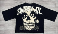 Red Harajuku-style T-shirt With Three-quarter Sleeves