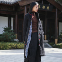 Retro Women's Artistic Cotton And Linen Clothing Buckle Cotton-padded Jacket