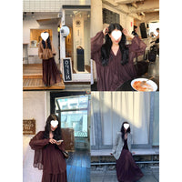 Women's Strapped Chiffon Top Lantern-Sleeve Shirt