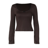 Hot Girl Short Skinny Slimming Bottoming Shirt Top