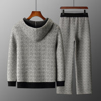 Men's Hooded Sweater Cardigan Casual Set