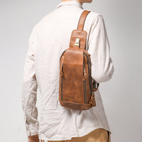 Men's Crazy Horse Leather Sports Crossbody Bag