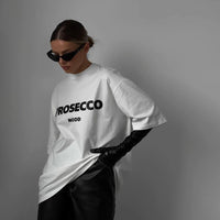 Women's Clothing Round Neck White Loose All-match Letters Printed Short-sleeved Top Outer Wear