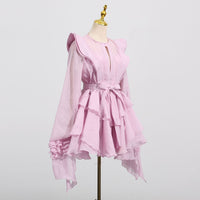 Women's Ruffled Lantern Sleeves Jumpsuit Skirt
