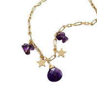 Natural Stone Handmade Waterdrop Pendant Gold-Plated Chain Short Clavicle Necklace