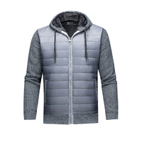 Stylish Warm Patchwork Leather Hooded Cotton Coat