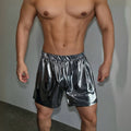 Liquid Soft  Leather Silver Shorts American Retro Sports Pants