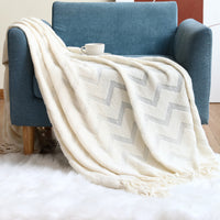 Sofa Cover Herringbone Knitted Office Air Conditioning Nap Blanket