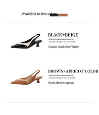 Women's All-leather Thin Mid-heel Sandals