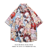 Men's Retro Hong Kong Style Short Sleeve Printed Shirt