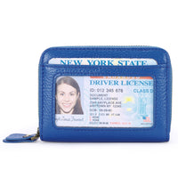 First Cowhide Double Layer Zipper Expanding Card Holder