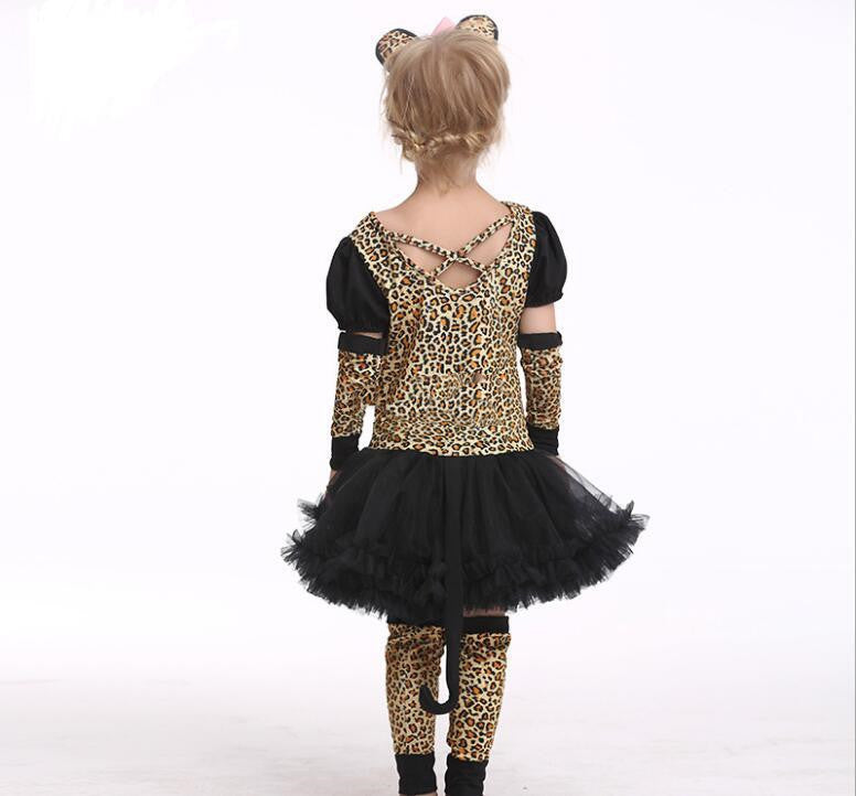 Kids Halloween Leopard Cat Cosplay Costume For Girls Clothin