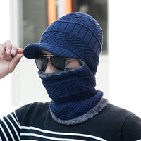 Anti-cold Integrated Hat Men's Autumn And Winter Warm Head Cover Open-eye Knitted Woolen Hat