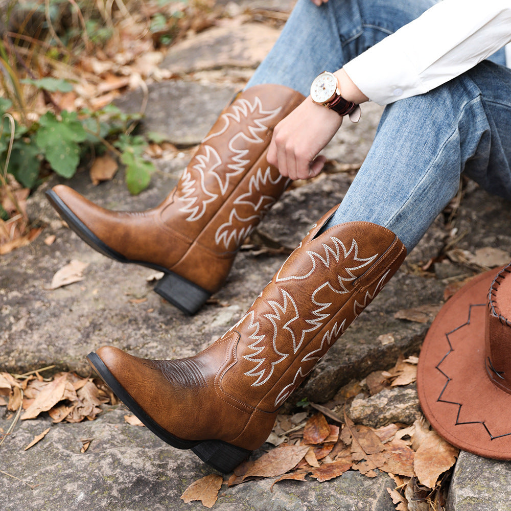 Embroidered High Heel Men's Cowboy Boot