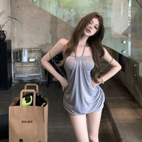 Girl-group-style Backless Halter Tube Dress