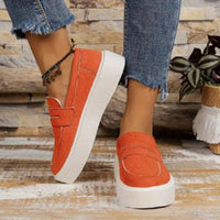 New Loafers Platform Round Toe Slip-on Shoes For Women Outdoor Casual Walking Shoes