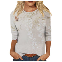 Round Neck Printed Casual Loose Long Sleeve