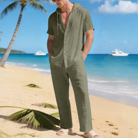 Men's Summer Loose Casual Hooded Short-Sleeve Shirt Set