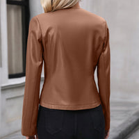 European And American-style Jacket Outerwear Top PU Biker Leather Jacket