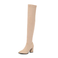 Stylish Suede Womens High Heels With A Pointed Toe And Denim Strap Buckle