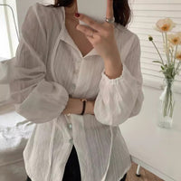 Korean Chic Early Autumn Lace-up Fashionable Niche Long Sleeve Sun Protection Shirt