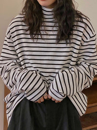 New Loose Striped Long-sleeved T-shirt For Women