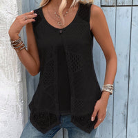 Vest Decorative Buckle Mesh Sleeveless Fake Two-Piece