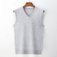Men's Spring And Autumn Solid Color Casual V-neck Sweater