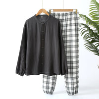 Simple, Long-sleeved, Double-layer Gauze, All-cotton Lightweight Pajamas