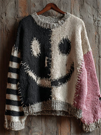 Digital Women's Printed Wear Round Neck Loose Feel Soft Sweater