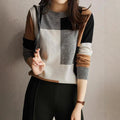 Color Contrast Soft Glutinous Long Sleeve Loose Slimming Women's Knitted Sweater