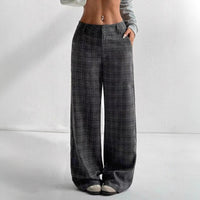 Women's Printed Plaid Pants With Pockets
