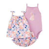 Baby Girl Short-sleeved Shorts T-shirt Three-piece Suit