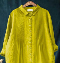 Cross-border Long-sleeved Bamboo Linen Printed Fashionable All-match Lapel Shirt